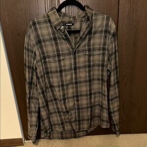 Express Casual Button Down Shirt Black and Green - size large